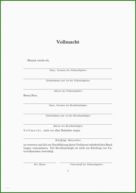 vollmacht für paketannahme